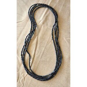Black Hematite Beaded Necklace 100" Lobster Clasp Closure.